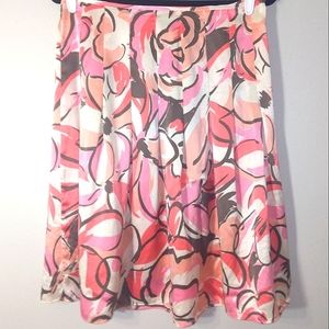 New York & Company 100% silk abstract floral pleated high Waist midi skirt Sz. 8
